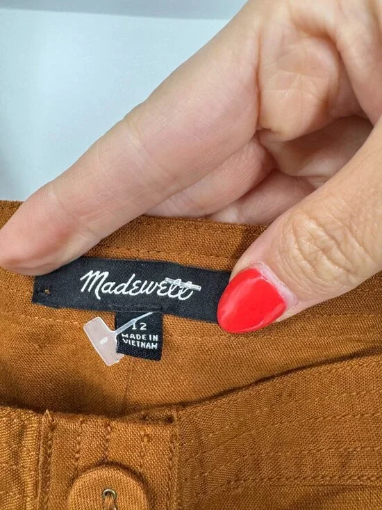 Madewell Button-Front Puff-Sleeve Midi Dress Size 12 NWT - Picture 7 of 16